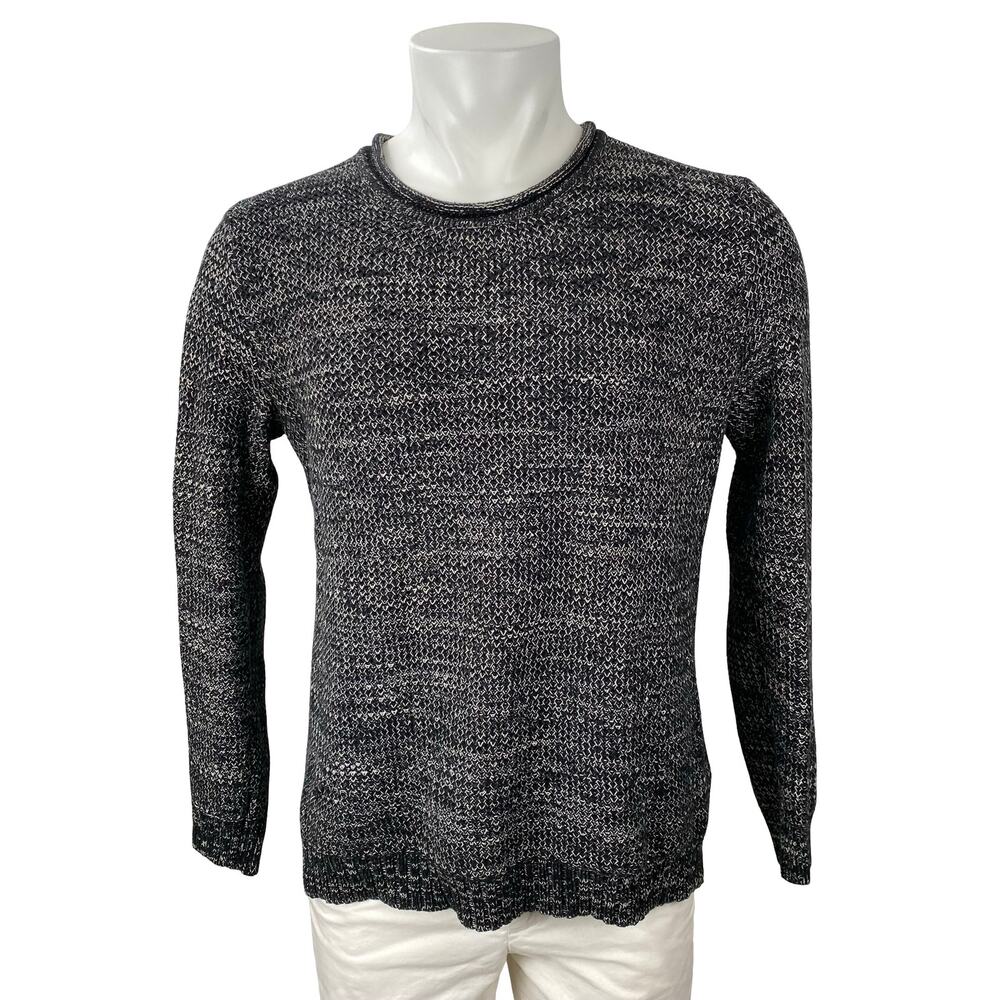 O'Hanlon Mills Men's Black Heather Long Sleeve Crew Neck Knit Sweater Top Size M